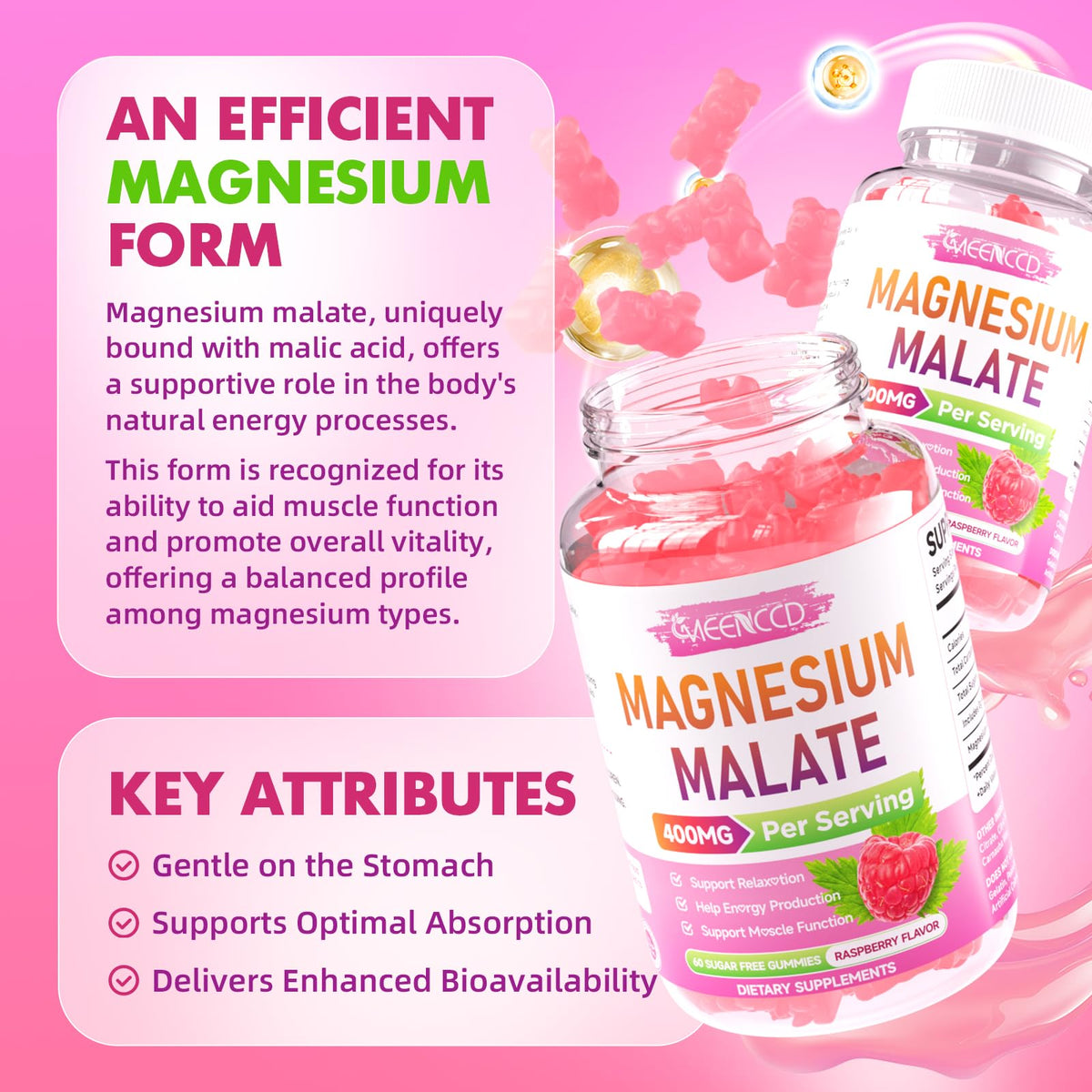 Gummies de magnésium malate MEENCCD avec emballage