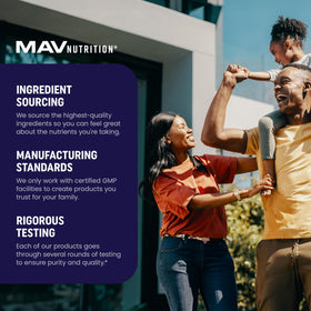 Gummies de magnésium MAV NUTRITION avec un verre d'eau