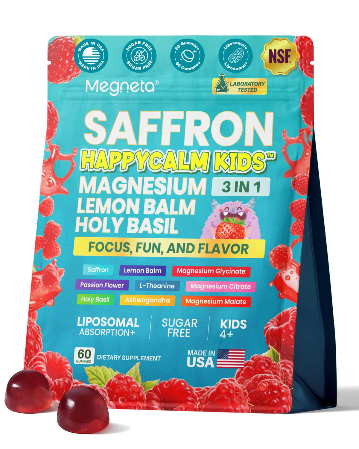 Gummies de Magnésium MEGNETA pour Enfants, paquet de 132g