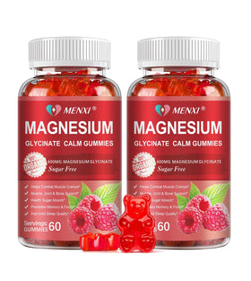 Gummies de Magnésium MENXI 600mg, pot de 120 gummies au goût framboise