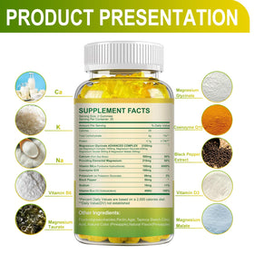 Gummies de magnésium MENXI, format de 60 gummies, vue de côté