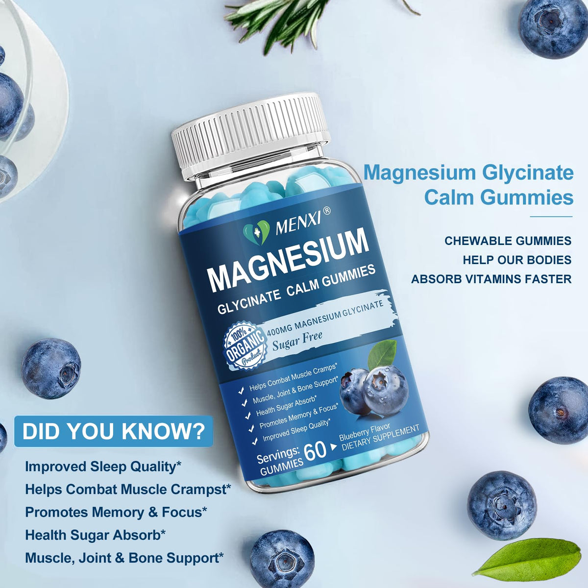 Gummies de magnésium MENXI, ingrédients principaux
