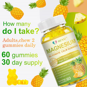 Gummies de magnésium MENXI, présentation avec fruits ananas