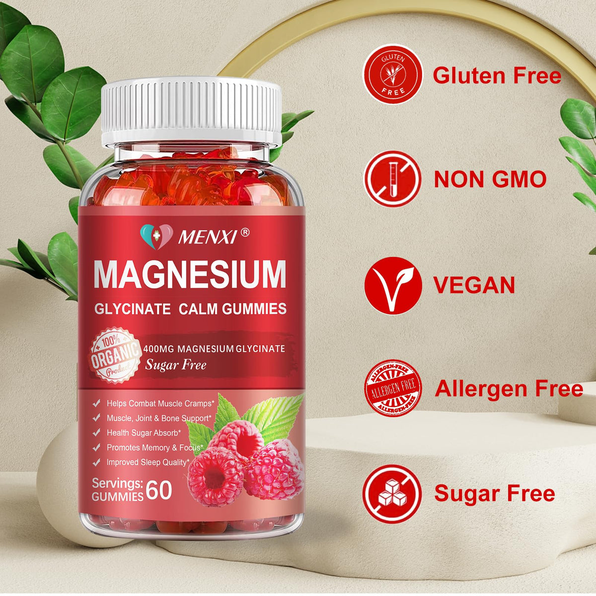 Gummies de Magnésium MENXI, présentation des gummies sur une table