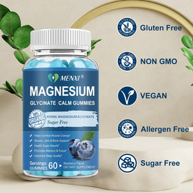 Gummies de magnésium MENXI, présentation des gummies sur une table