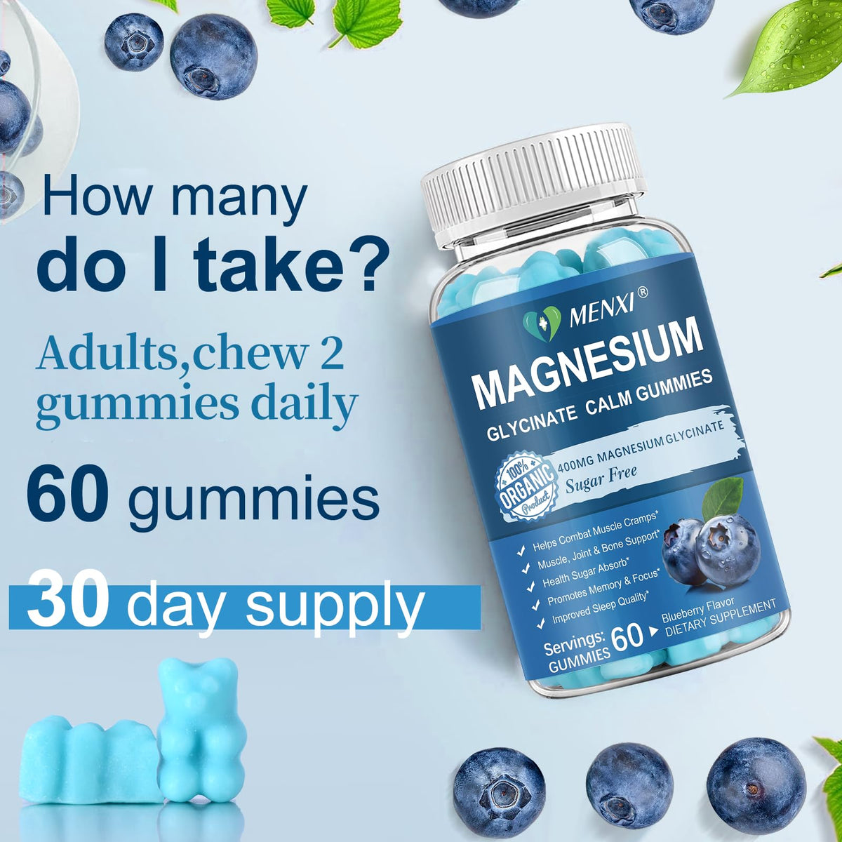 Gummies de magnésium MENXI, prise en main d'un gummy