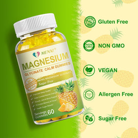 Gummies de magnésium MENXI sur une table, avec une ambiance naturelle