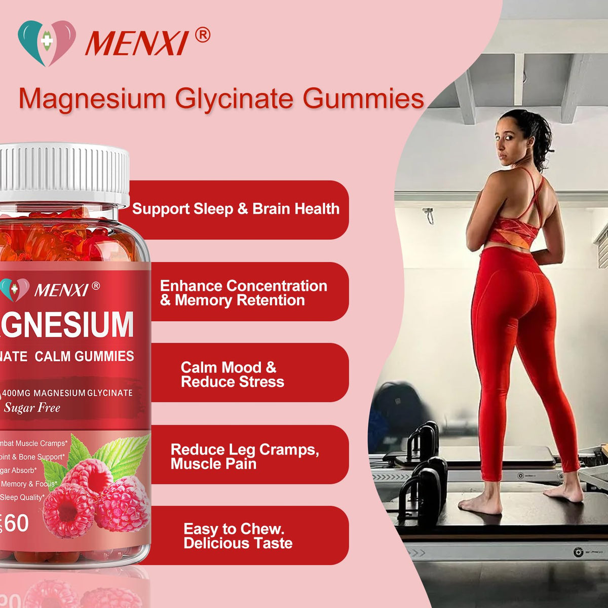 Gummies de Magnésium MENXI, vue de côté de la boîte
