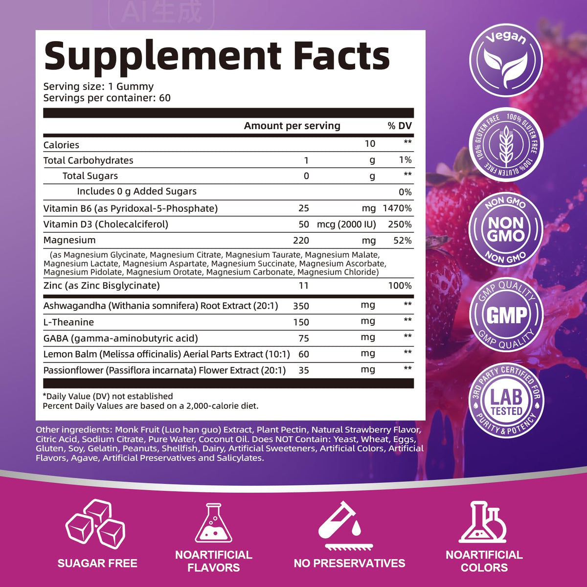 Gummies de Magnésium Migcopat 20 en 1, gummies sur une table