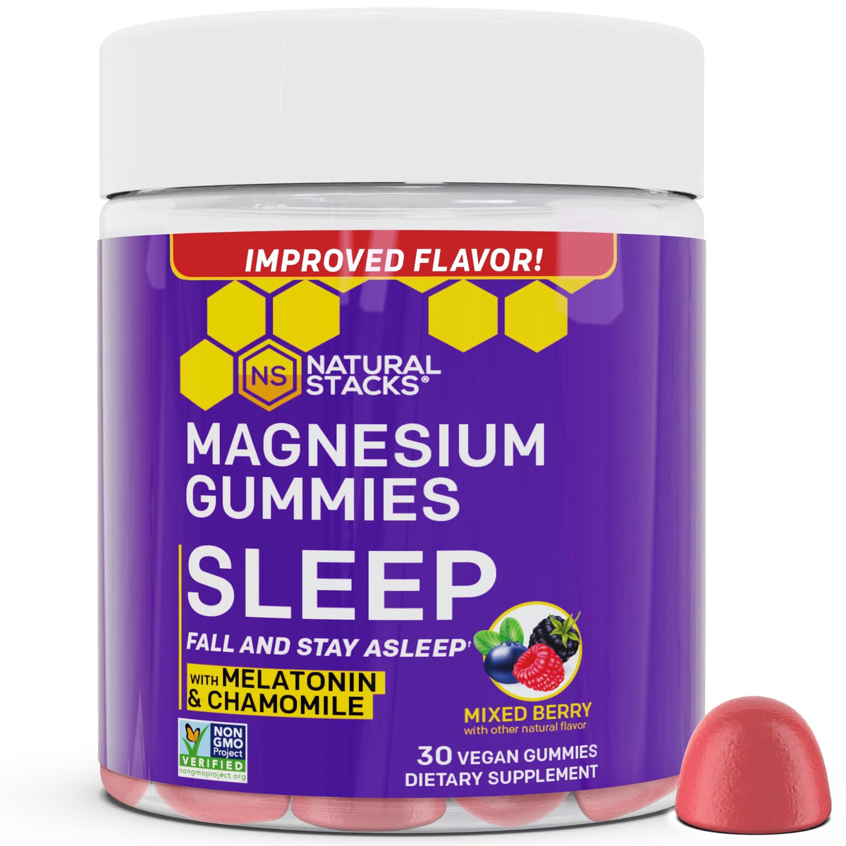 Gummies de magnésium NATURAL STACKS vue avant avec étiquette