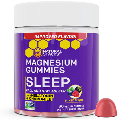 Gummies de magnésium NATURAL STACKS vue avant avec étiquette