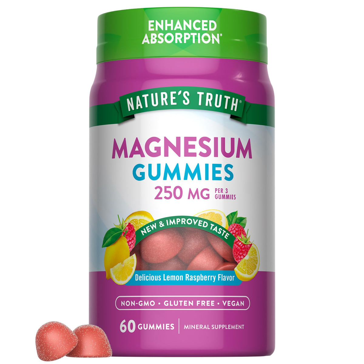 Gummies de Magnésium Nature's Truth 250mg vue de face avec emballage