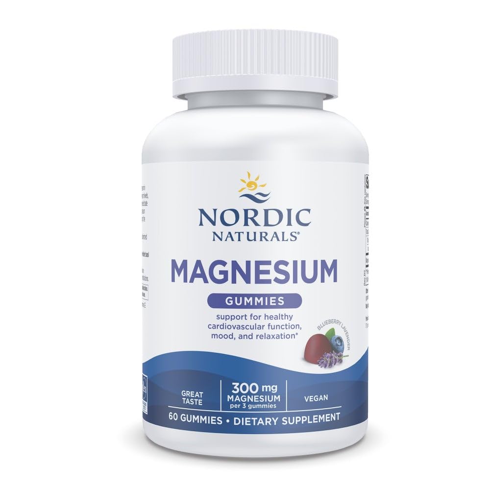 Gummies de magnésium Nordic Naturals saveur myrtille lavande, vue de face