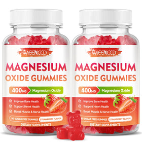 Gummies de magnésium oxydé MEENCCD 400mg en pot avec fraises