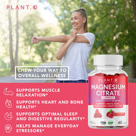 Gummies de magnésium PLANT.O NUTRITION sur une table