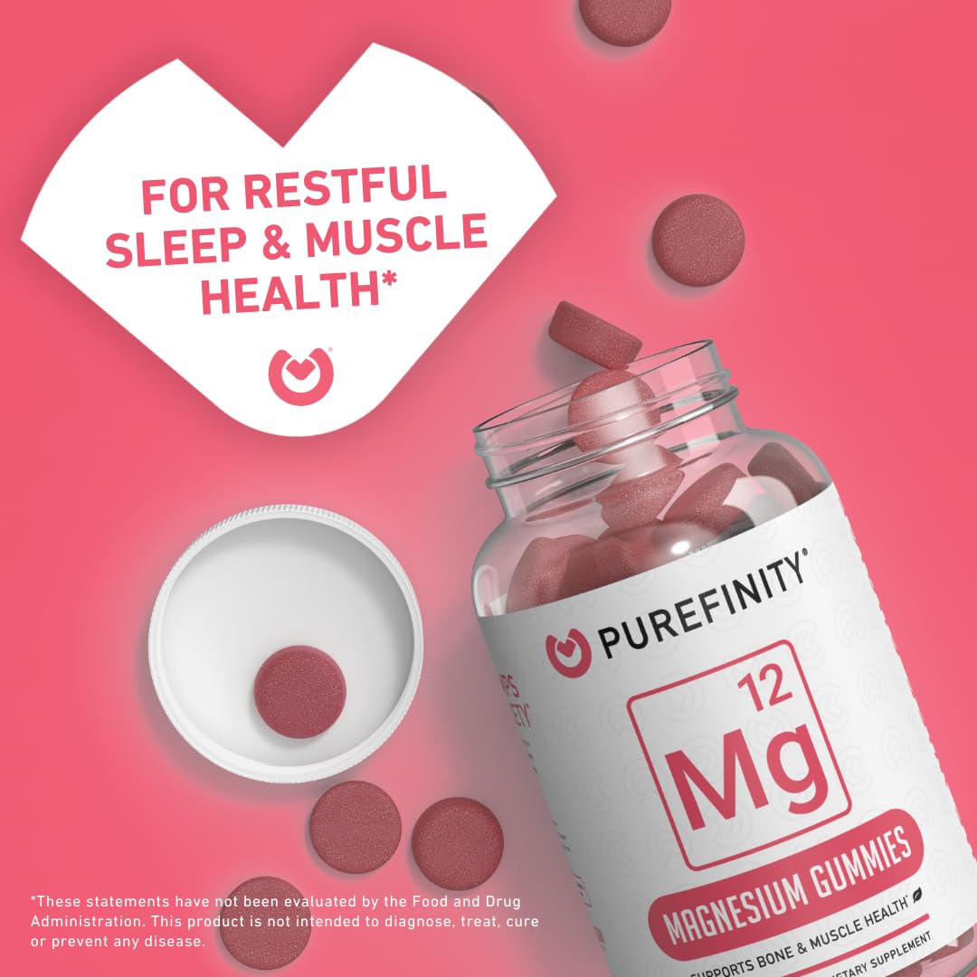 Gummies de Magnésium PUREFINITY avec étiquette détaillant les ingrédients