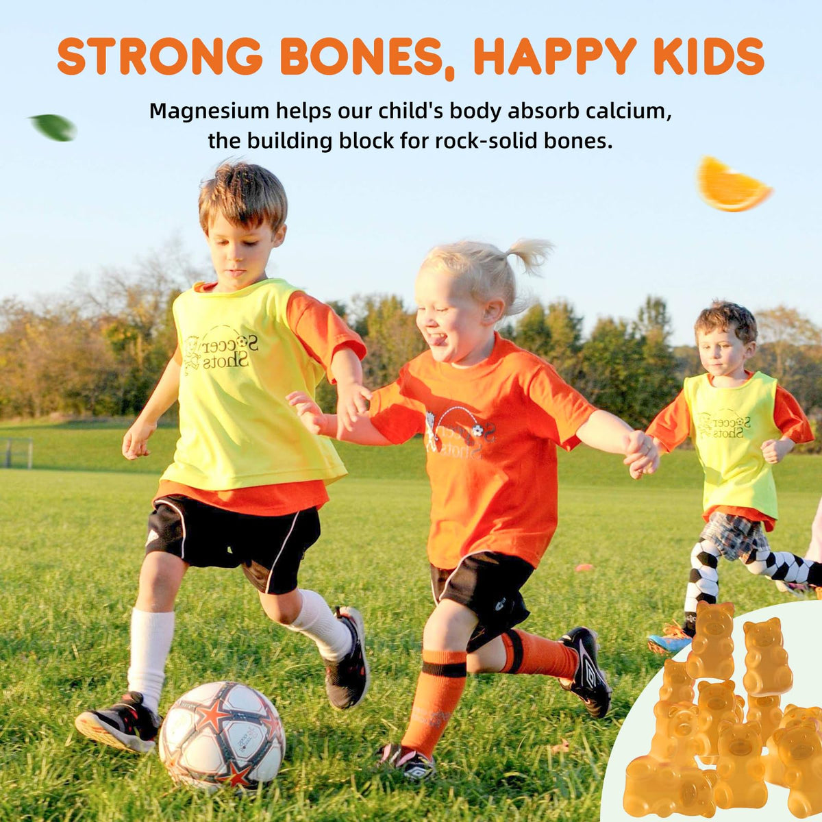 Gummies de magnésium ReviNutra au goût d'orange, présentation
