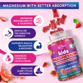 Gummies de magnésium ReviNutra dans un bol avec des fraises