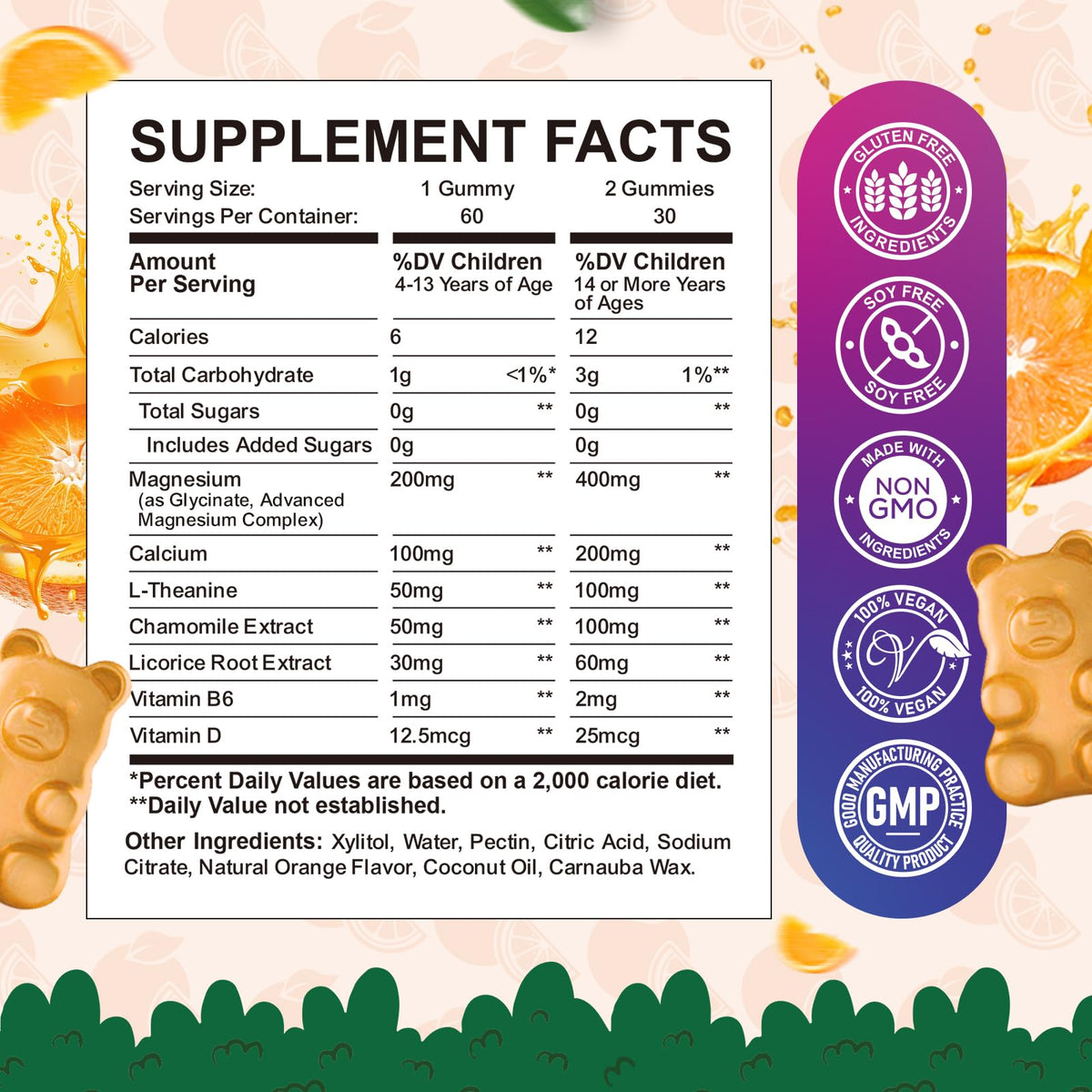 Gummies de magnésium ReviNutra, emballage et informations