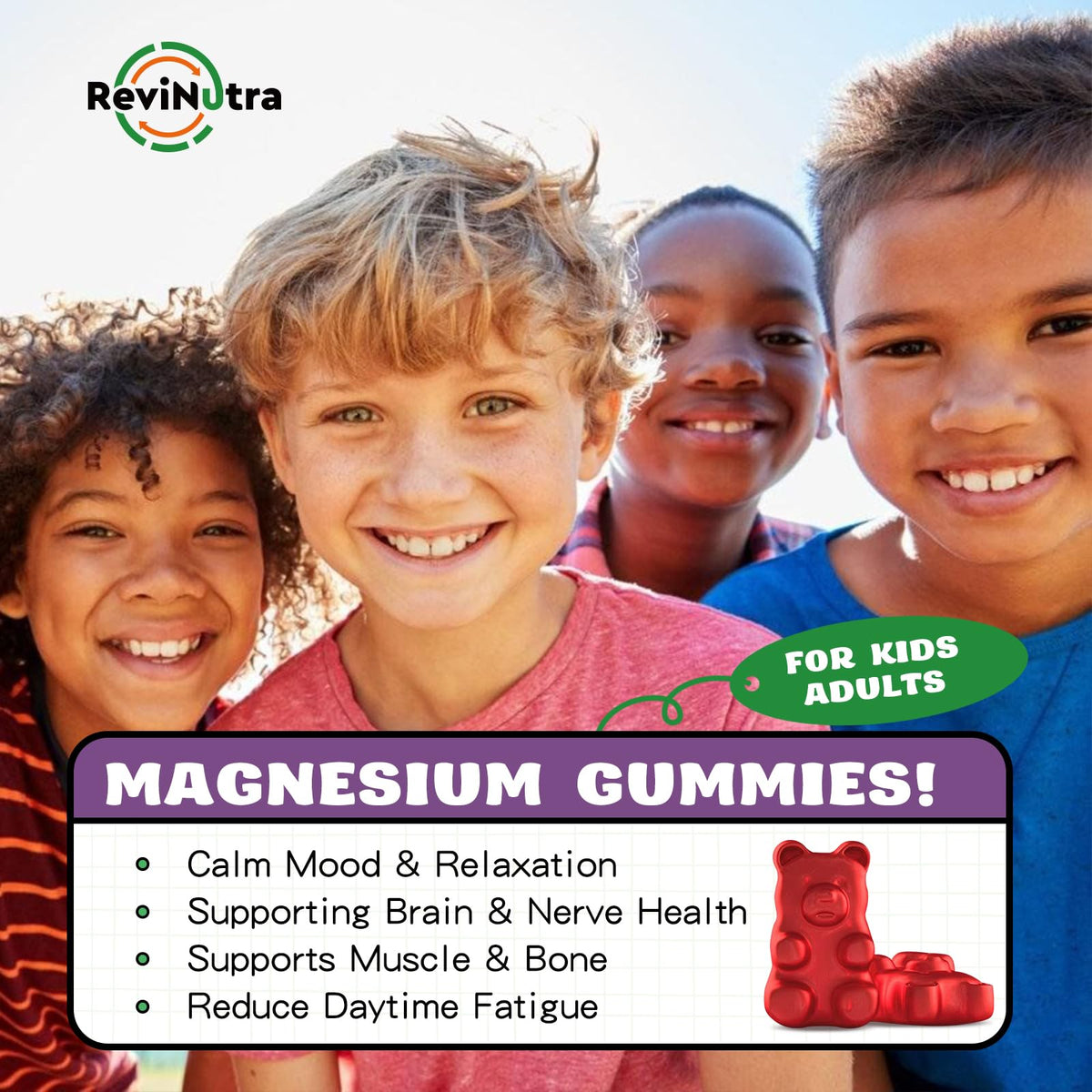 Gummies de Magnésium ReviNutra en gros plan