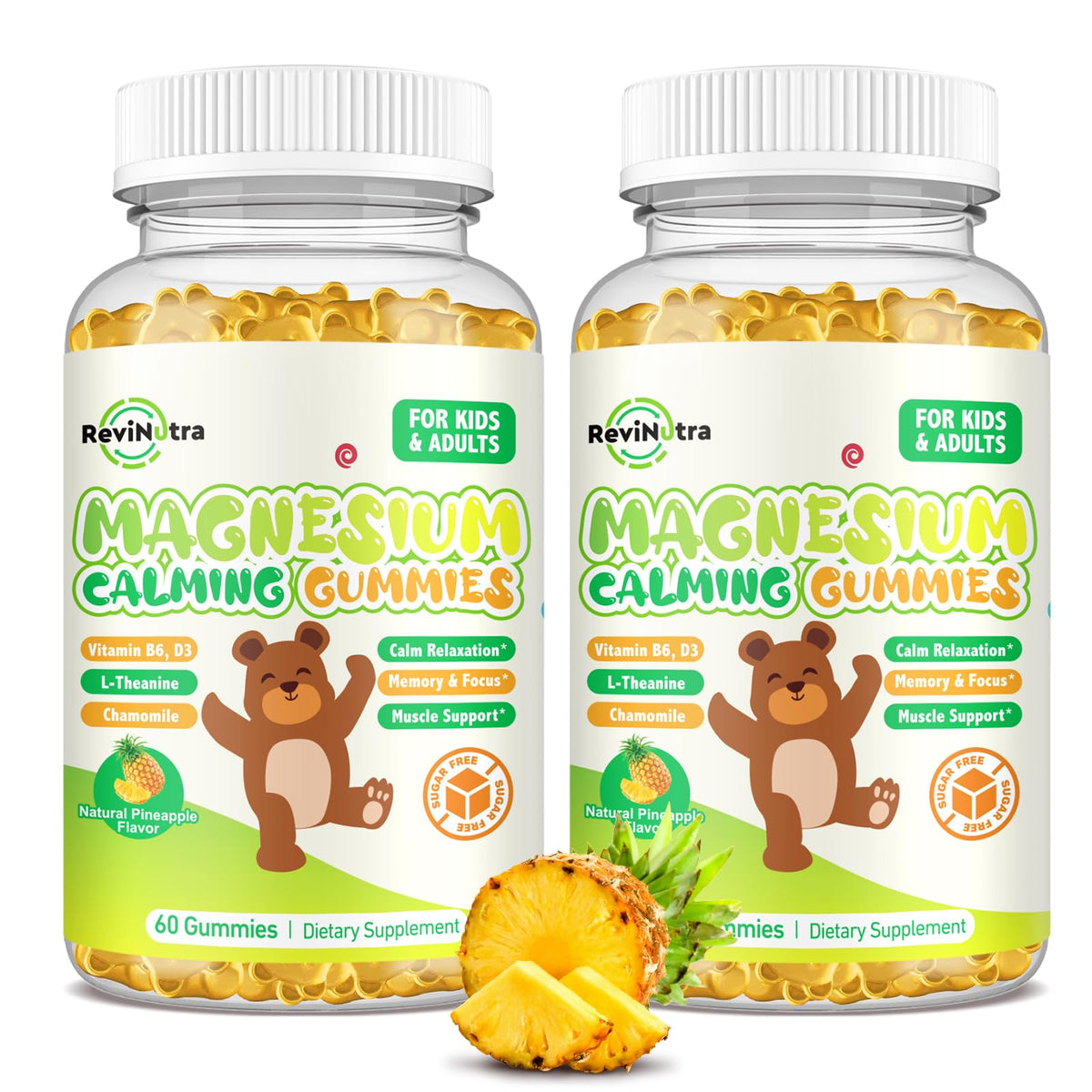 Gummies de Magnésium ReviNutra pour Enfants 120ct saveur ananas