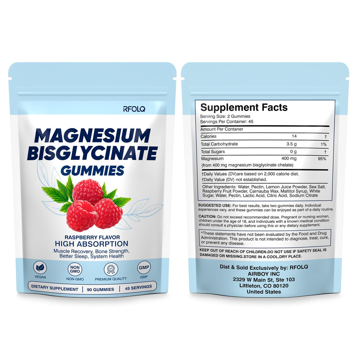 Gummies de magnésium RFOLQ avec fruits frais en arrière-plan