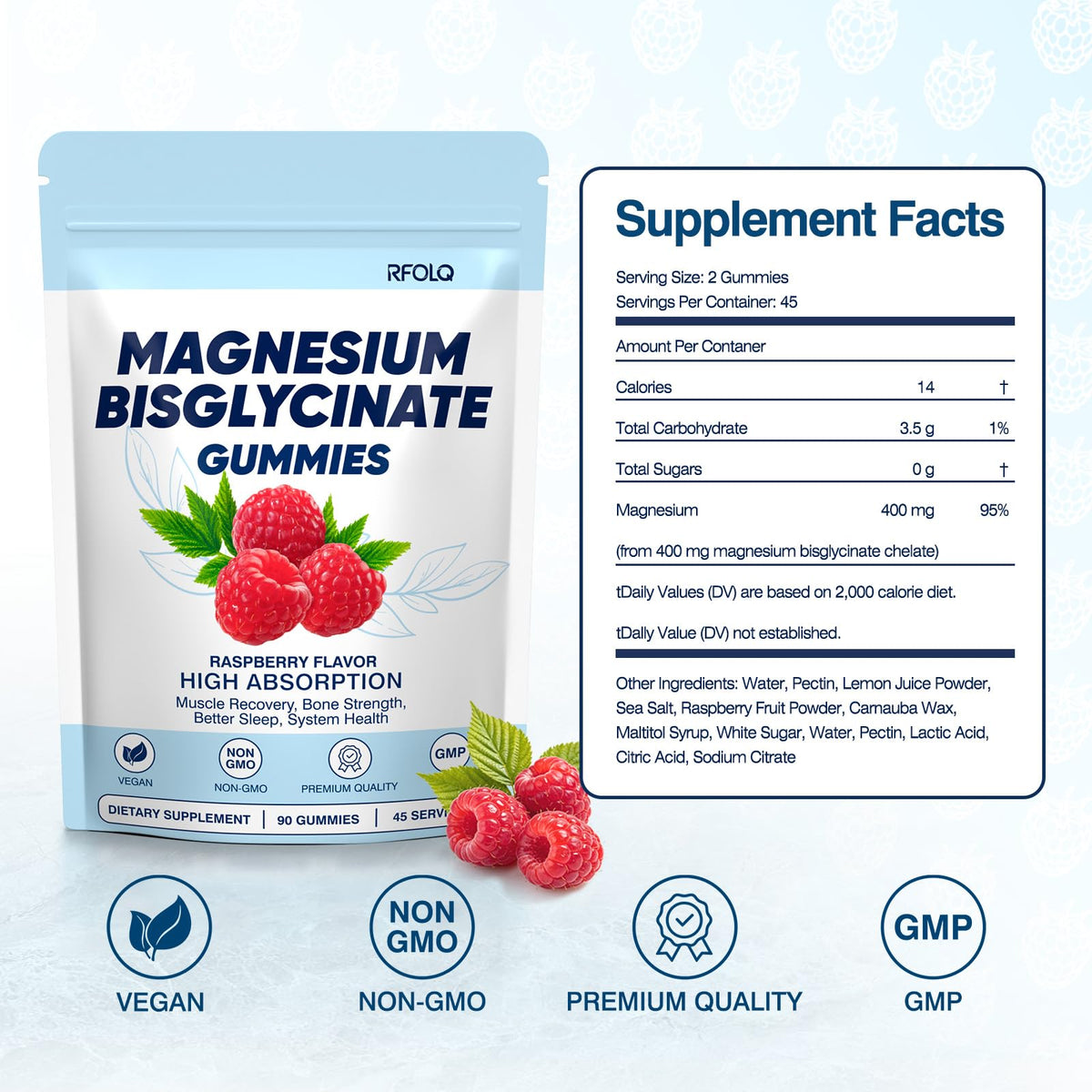 Gummies de magnésium RFOLQ dans une main