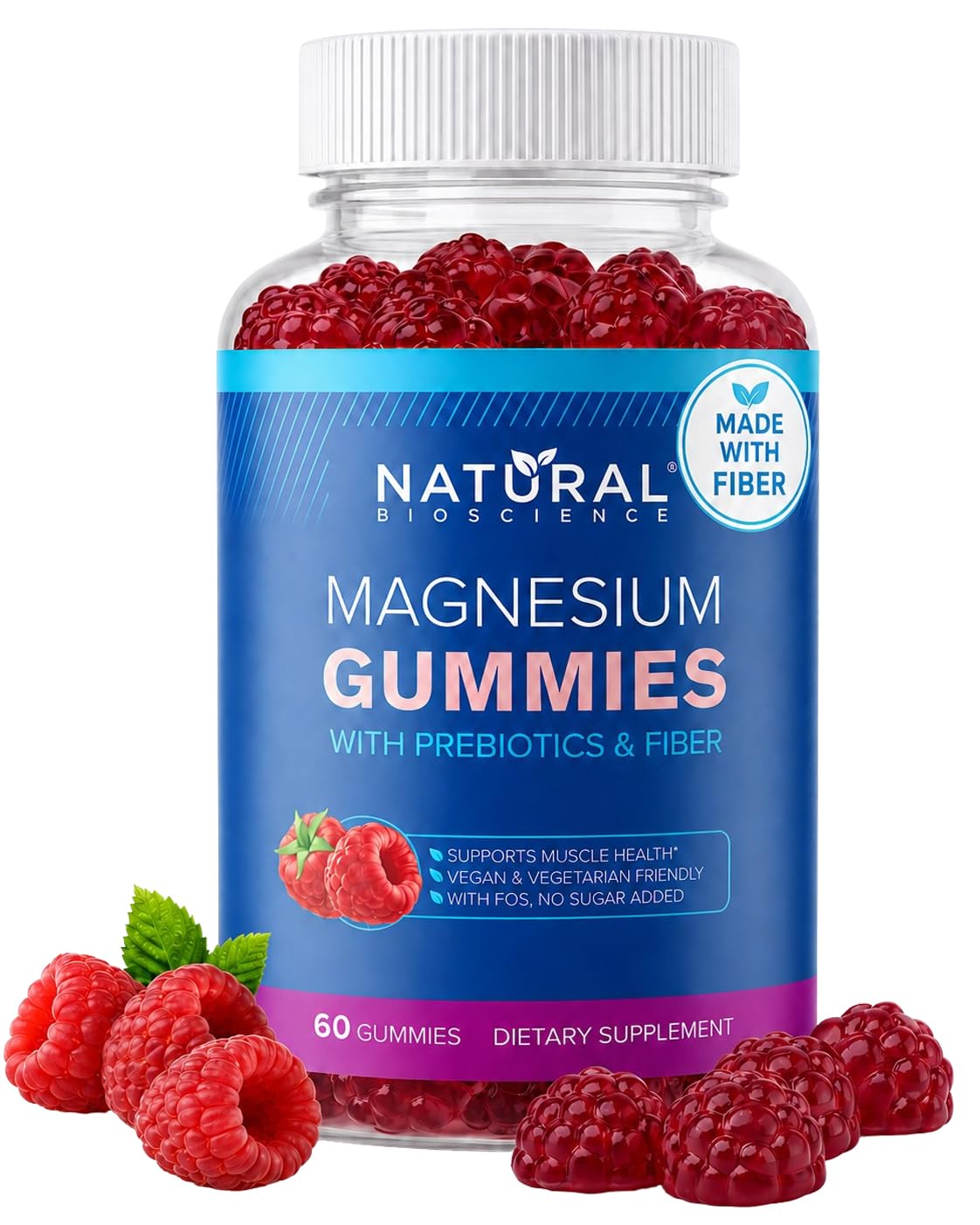 Gummies de magnésium sans sucre Natural BioScience, 500mg, 60 gummies