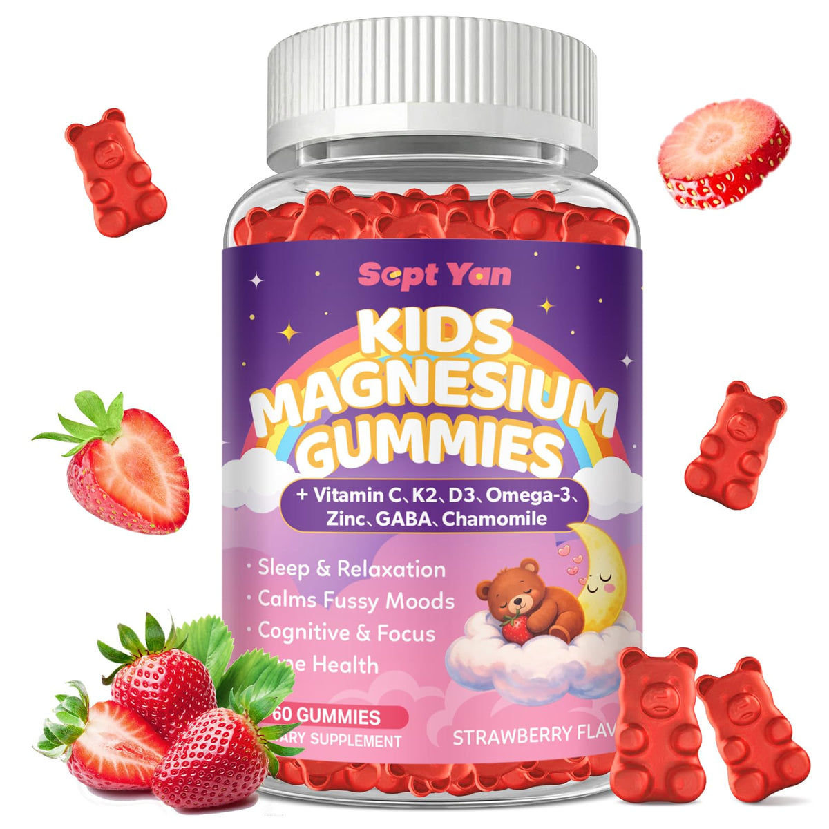 Gummies de magnésium SEPT YAN 4-en-1 en vue de face
