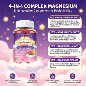 Gummies de magnésium SEPT YAN à côté d'un verre d'eau