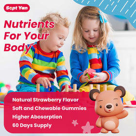 Gummies de magnésium SEPT YAN dans une main d'enfant