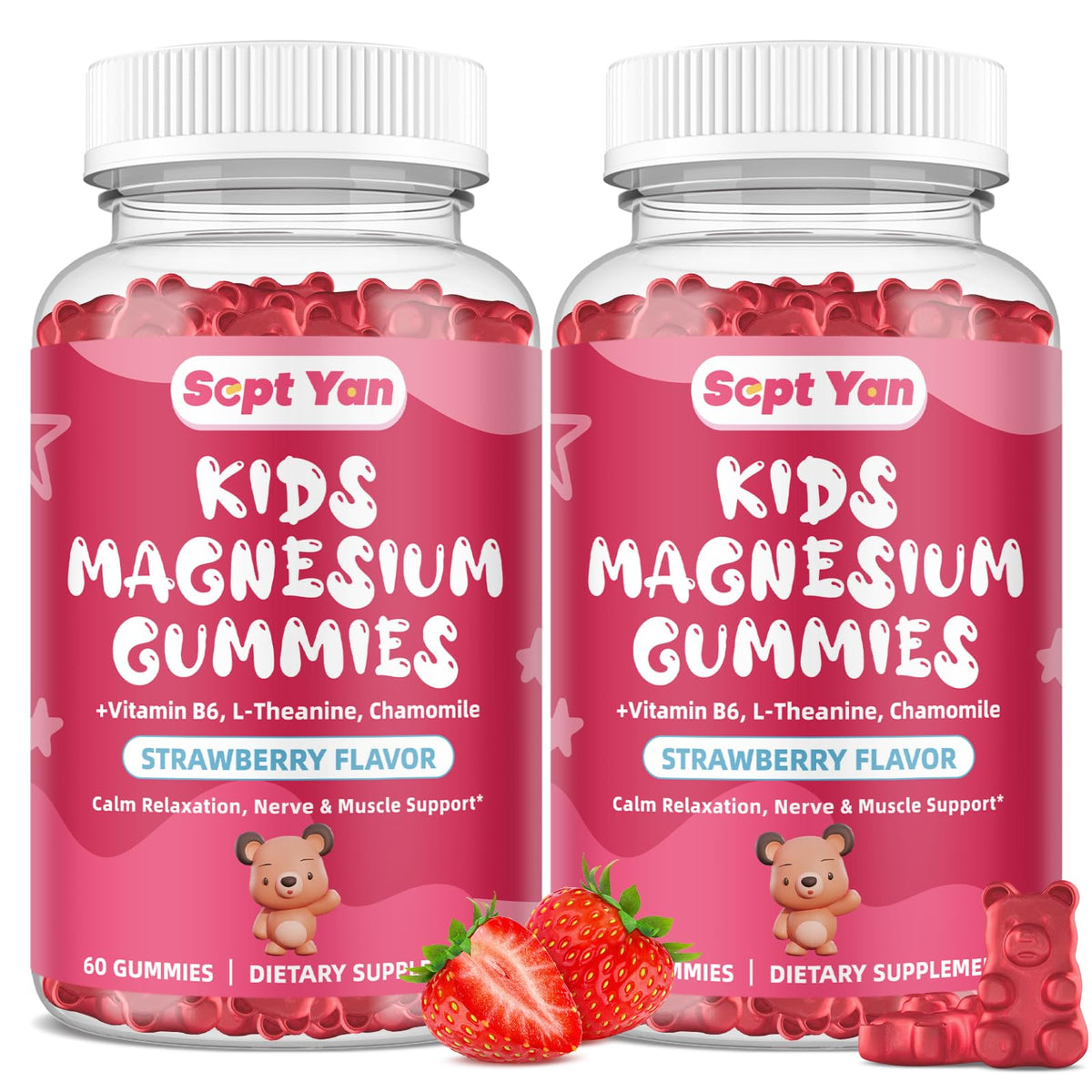Gummies de Magnésium SEPT YAN pour Enfants - 120 Gummies Fraise