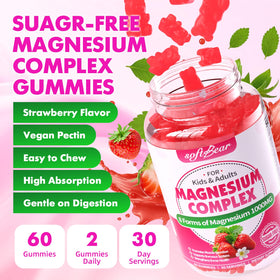 Gummies de magnésium softbear en gros plan sur un fond blanc