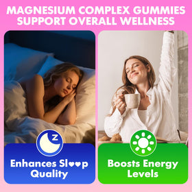 Gummies de magnésium softbear sur une table avec des fruits