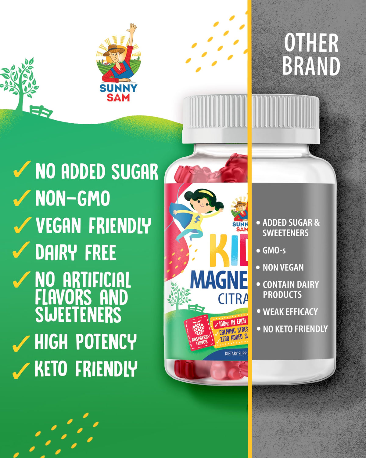 Gummies de magnésium SUNNY SAM 100mg sur une table