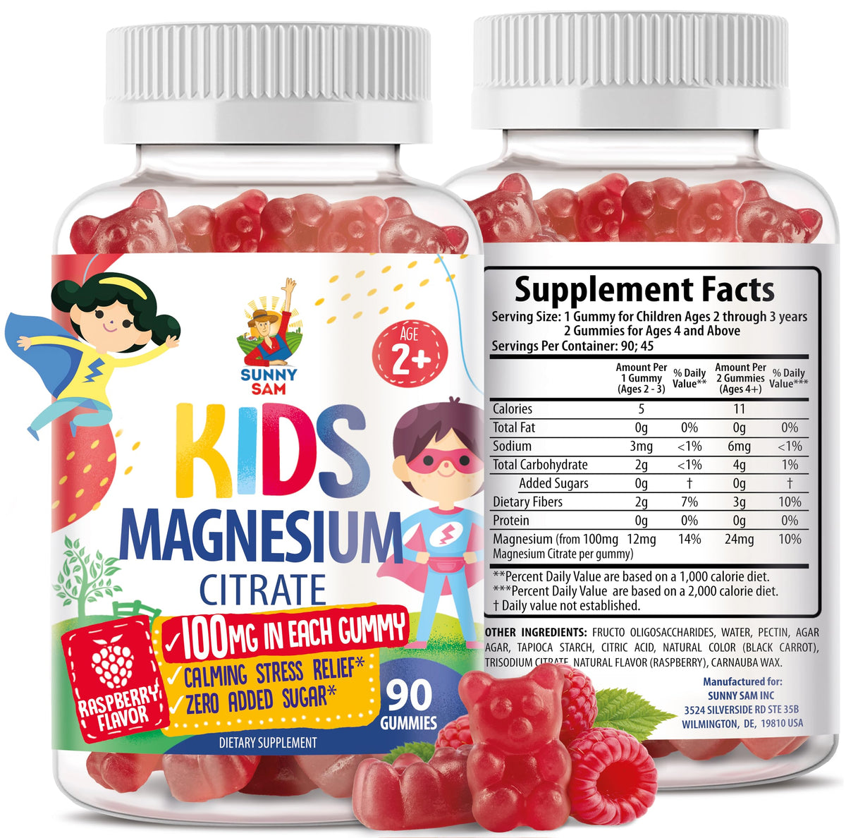 Gummies de magnésium SUNNY SAM 100mg, vue de face