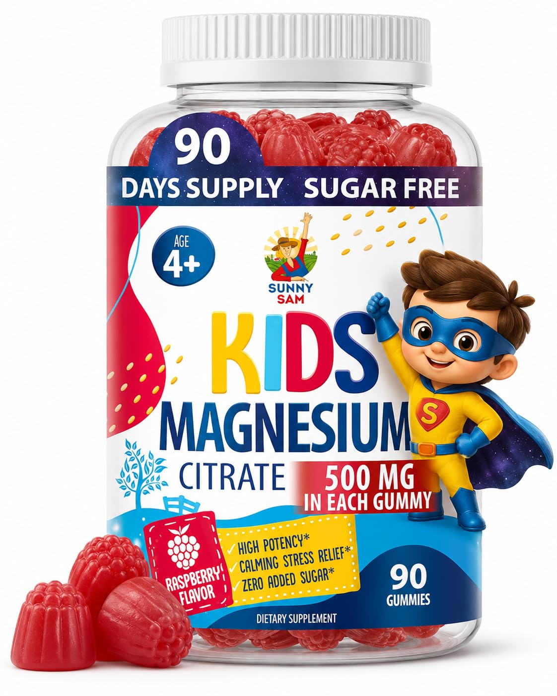 Gummies de magnésium SUNNY SAM 500mg pour enfants, vue de face