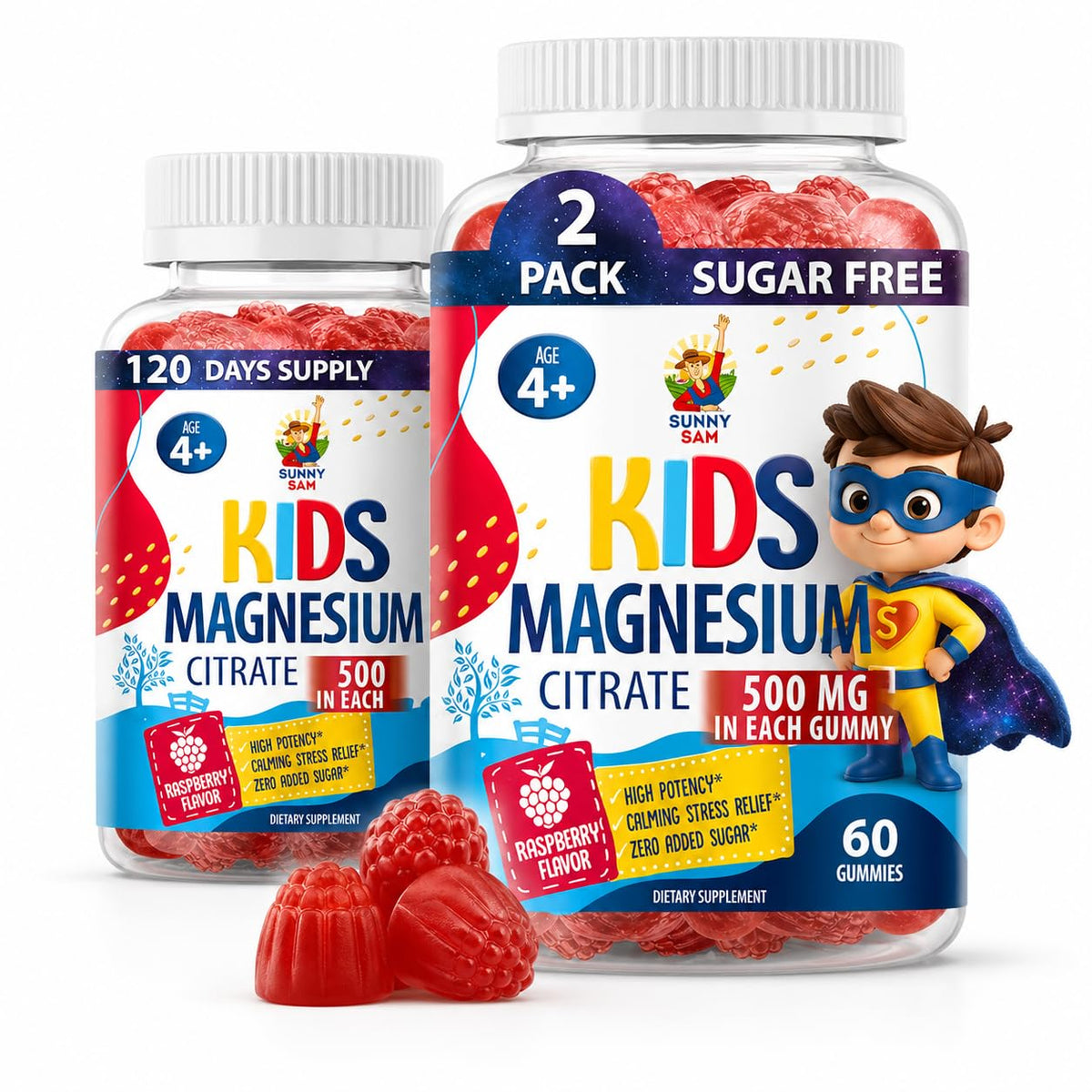 Gummies de magnésium SUNNY SAM pour enfants, vue de face