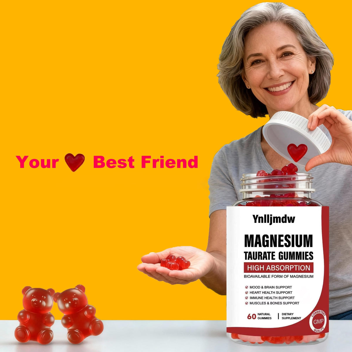 Gummies de magnésium taurate Ynlljmdw avec des fruits frais
