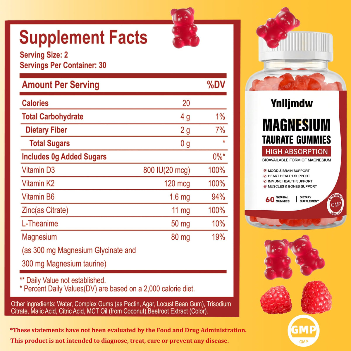 Gummies de magnésium taurate Ynlljmdw, partiellement ouvertes