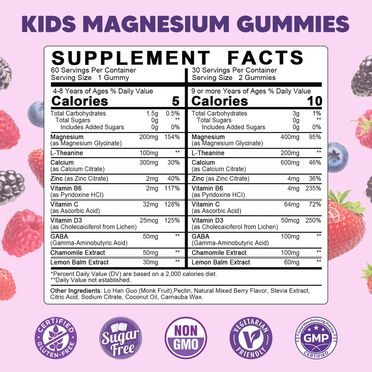 Gummies de magnésium YANLUOBO en vue de près, saveur fruits rouges
