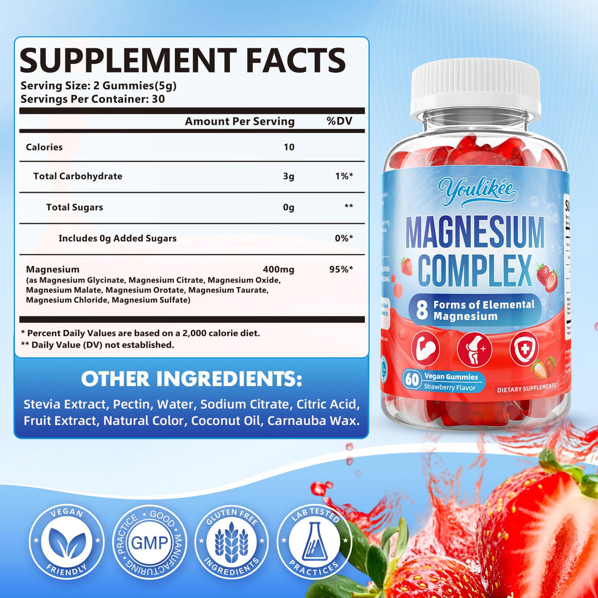 Gummies de magnésium Youlikee avec texture moelleuse