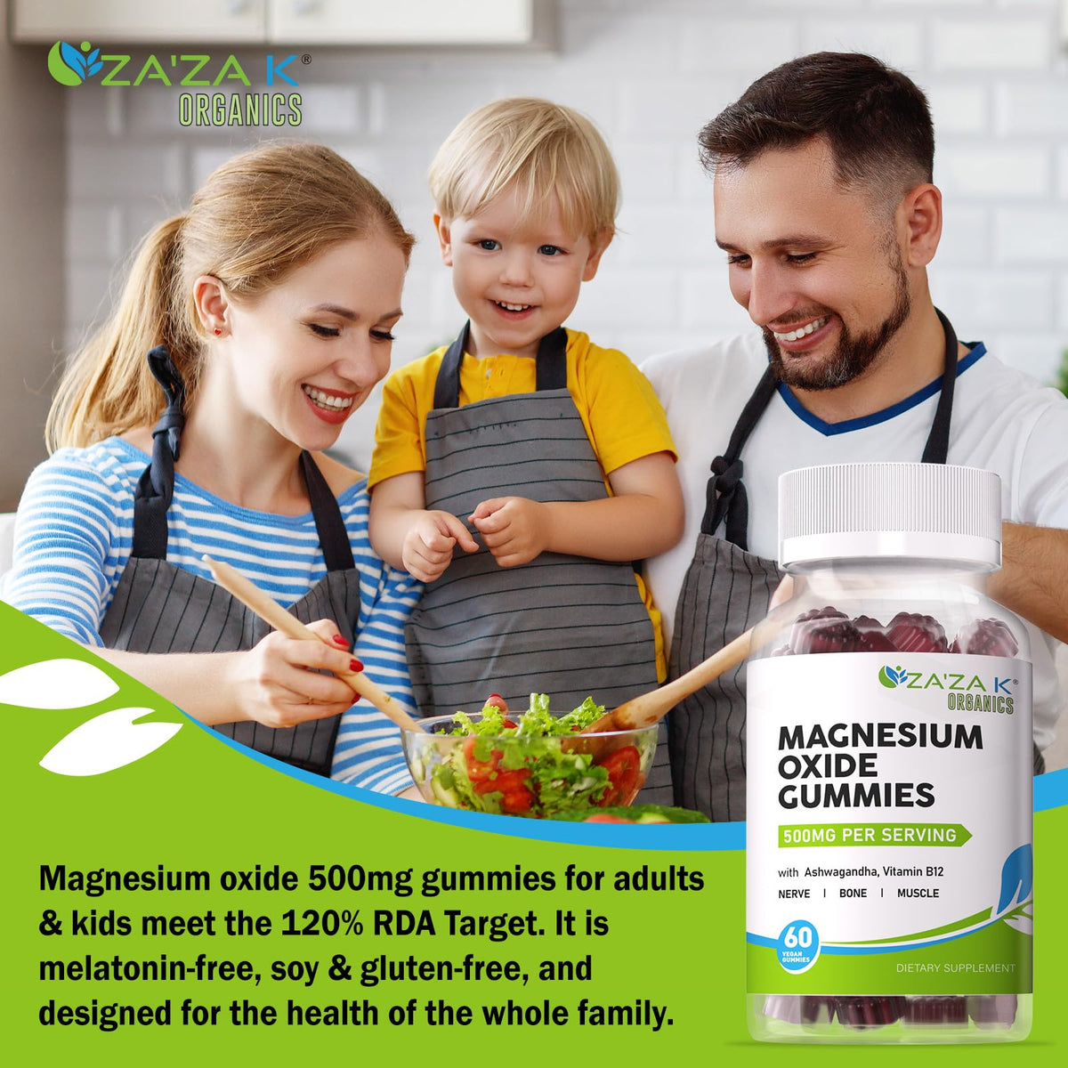 Gummies de magnésium ZA'ZA K ORGANICS, avec myrtilles fraîches