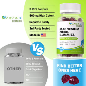 Gummies de magnésium ZA'ZA K ORGANICS, avec une tasse de thé