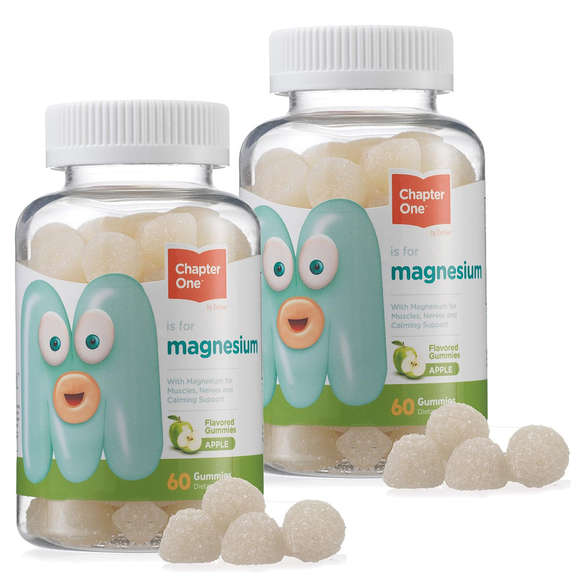 Gummies de magnésium Zahler goût pomme, paquet de 2, 100mg par gummy
