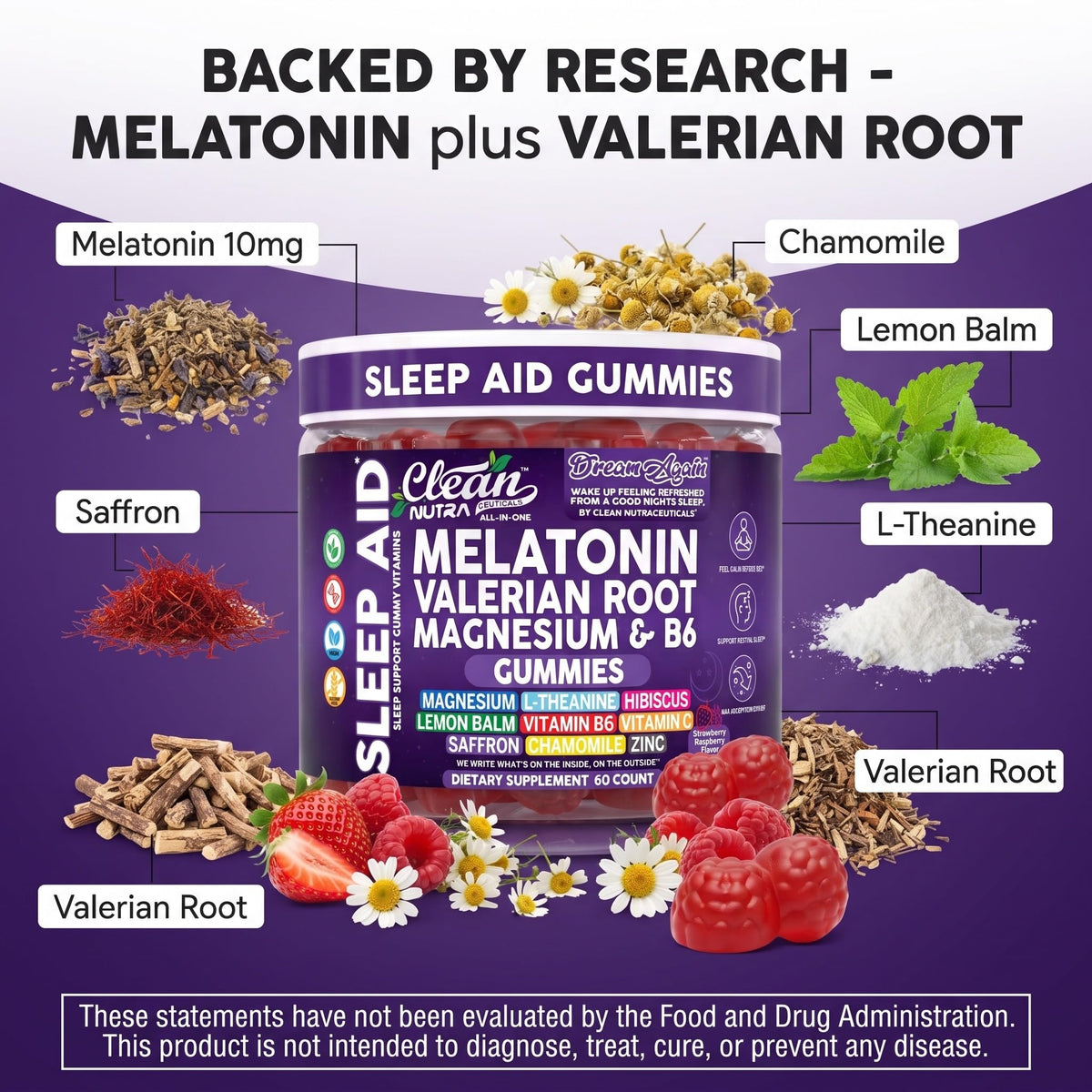 Gummies de Mélatonine 10mg Clean Nutraceuticals en collation