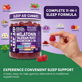 Gummies de Mélatonine 10mg Clean Nutraceuticals présentés sur une table