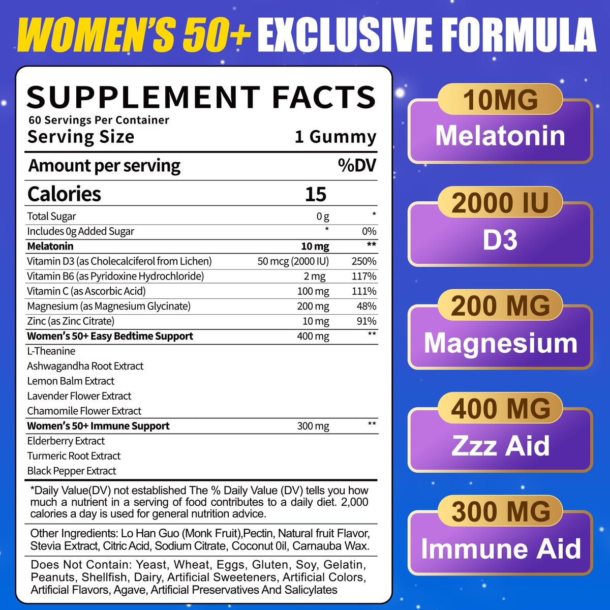 Gummies de mélatonine BSSTABBON 10 mg avec mélange de baies