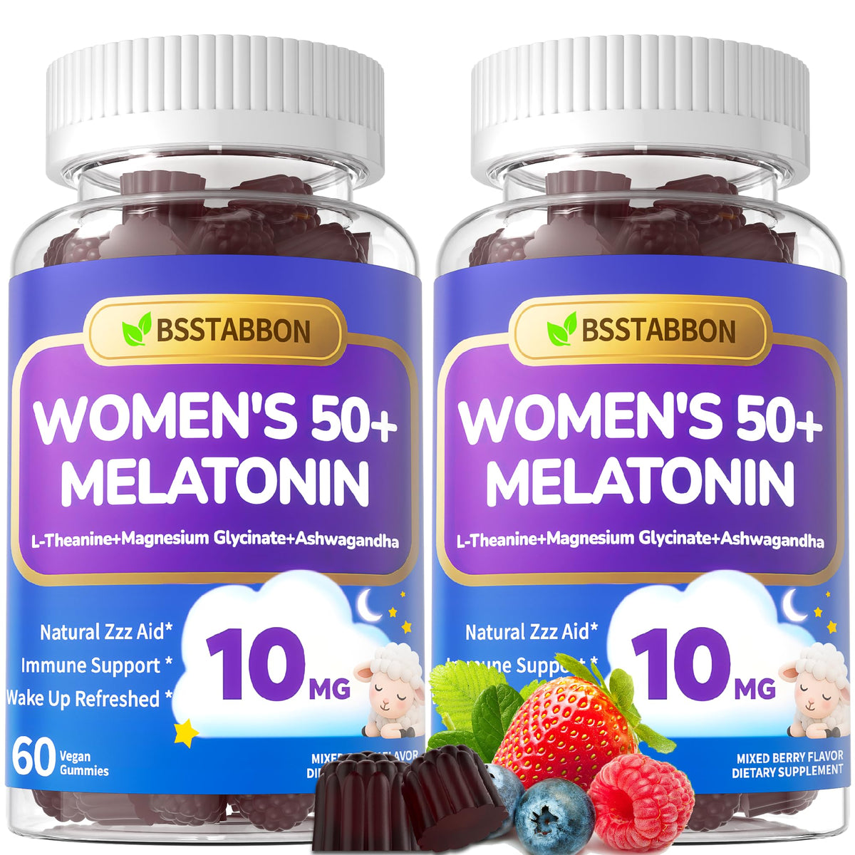 Gummies de mélatonine BSSTABBON 10 mg avec packaging avant