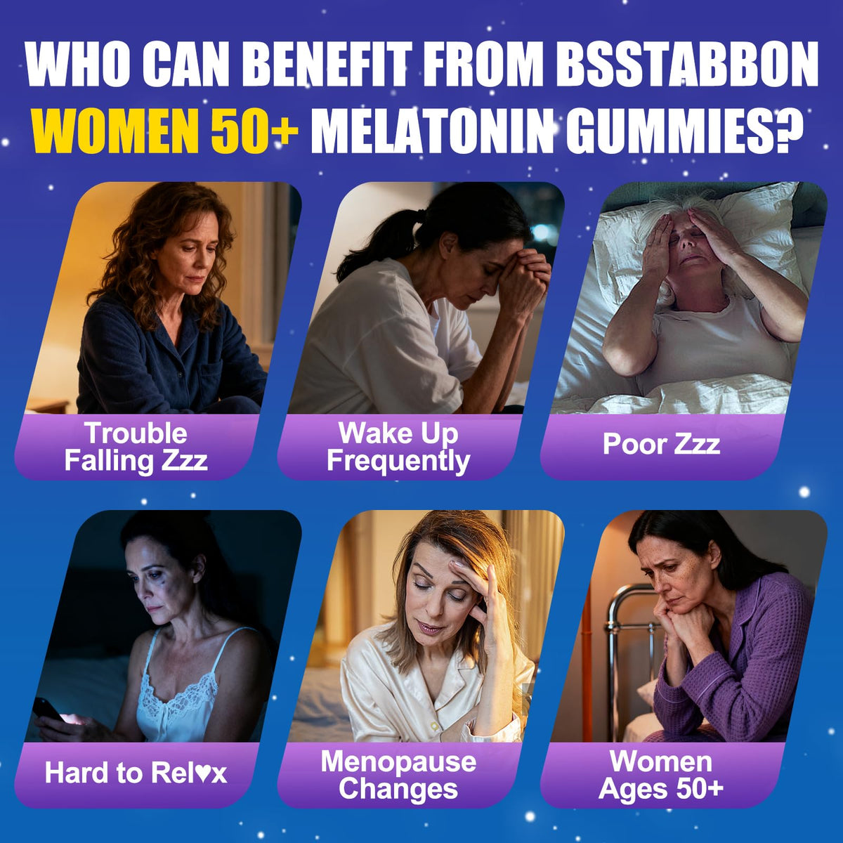 Gummies de mélatonine BSSTABBON 10 mg sur une table en bois